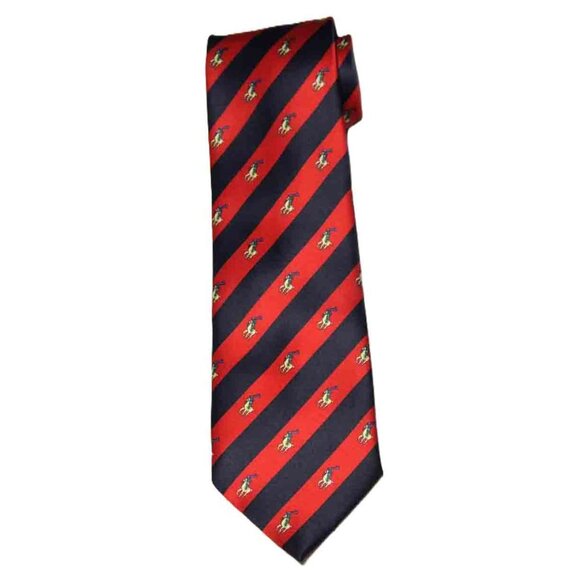 NWOT Rene Chagal Tie Repp Stripe Polo Players Red Blue Yellow Green Men's - Picture 1 of 2